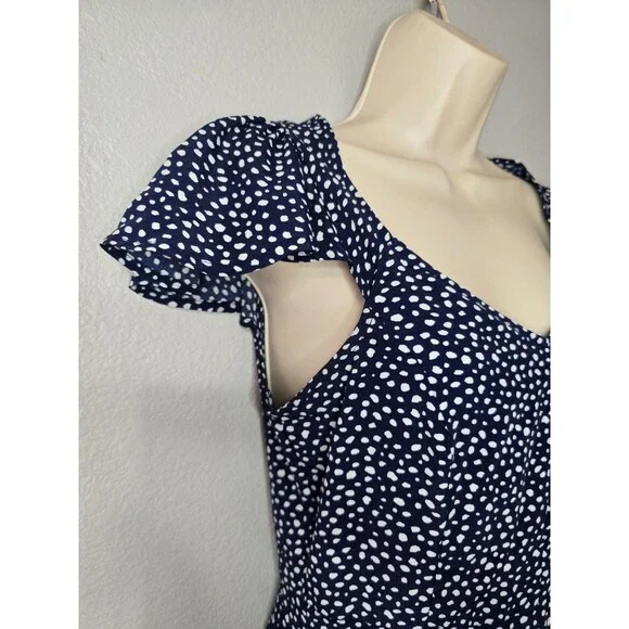 Altar'd State Navy Blue Polka Dot Dress Womens Size S Cottagecore / Milkmaid BF - Picture 3 of 7
